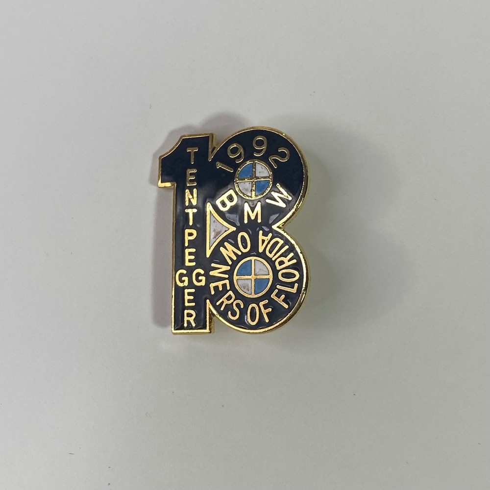 Vintage 1992 BMW Owners of Florida Tentpegger Enamel Lapel Pin Gold Tone 18